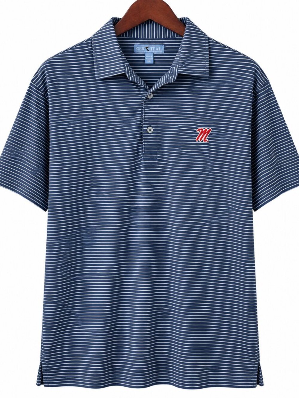 GenTeal Ole Miss Rebels Stripe Performance Golf Polo XXL Navy White